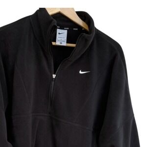 Nike Women's Therma-FIT Oversized Fleece 1/2 Zip Black Size Medium